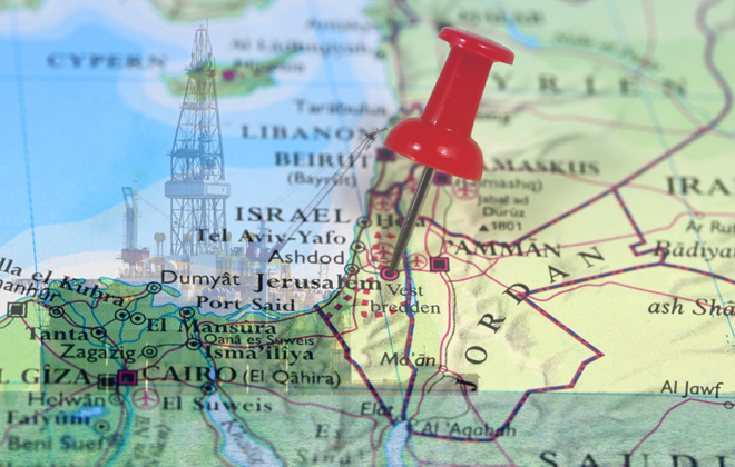 מפת ישראל ושכנותיה